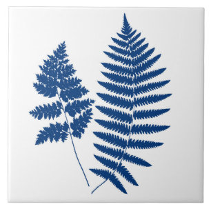 Carreau Ferme des bois, bleu de Cobalt sur blanc