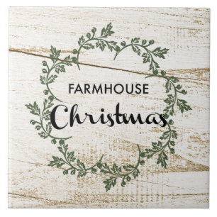 Carreau Ferme moderne Wreath de Noël Bois rustique