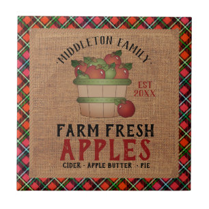 Carreau Ferme 🍎 pommes fraîches dans un Vintage et pla