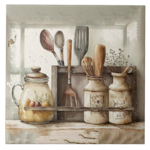 Carreau Ferme Ustensiles rustiques Cuisine Carrelage en cé