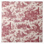 Carreau Ferme vintage Russe Français Toile-Rouge & Tan<br><div class="desc">Ce motif de toile de jouy vintage restauré datant d'environ 1780 présente des scènes de la vie agricole rustique joyeuse comprenant des animaux,  des ruines antiques,  des cottages et des paysans engagés dans le travail et de jouer dans le rouge et bronzage de bordeaux.</div>