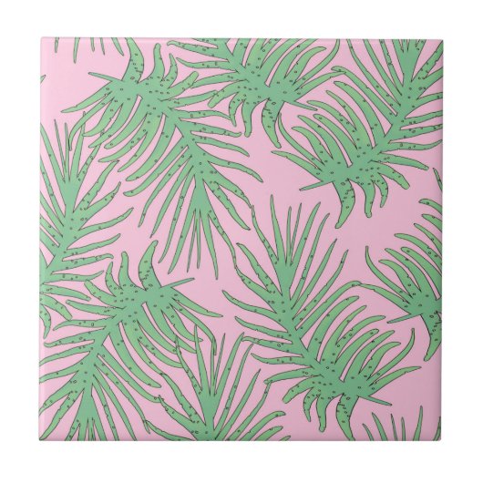 Carreau Ferne branches sur rose. (Devant)