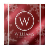 Carreau Festif Red Foil Snowflakes Nom du monogramme (Devant)