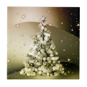 Carreau Fête de Noël Arbre d'Or brillant Étincelles