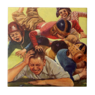 Carreau Fête des pères vintage, les enfants de football et