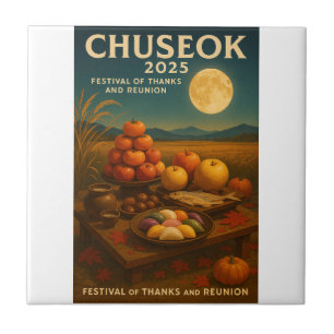Carreau Fête et Pleine lune de la récolte" - Chuseok 2025