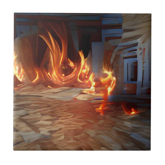 Carreau Feu dans la maison en bois art abstrait (Devant)