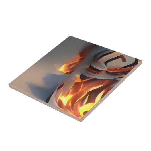 Carreau Feu d'art graphique abstrait gris cendres (Côté)