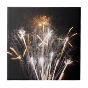 Carreau Feu d'artifice blanc et or II Fête patriotique