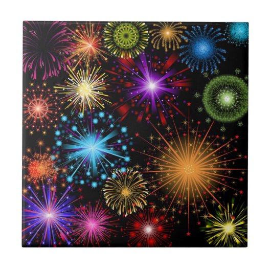 Carreau Feu d'artifice coloré Nouvel An (Devant)