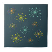 Carreau Feu d'artifice rétro Starbursts Bleu foncé Mi-sièc (Devant)
