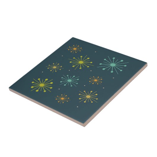 Carreau Feu d'artifice rétro Starbursts Bleu foncé Mi-sièc (Côté)