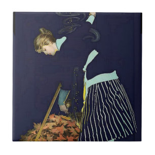 Carreau Feu de feuilles d'automne par C Coles Phillips