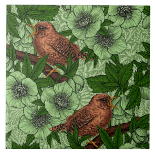Carreau Feu et hellebore, vert clair