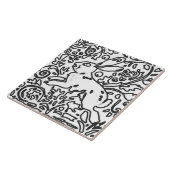 Carreau Feuillage de lapin noir blanc dessin Bois animal (Côté)