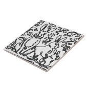 Carreau Feuillage de lapin noir blanc dessin Bois animal (Côté)