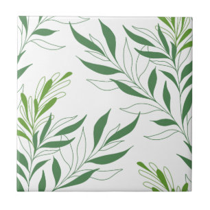 Carreau Feuillage De Verdure Motif Élégant Vert Et Blanc