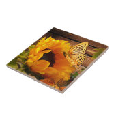 Carreau Feuillage rustique de papillon de tournesol (Côté)