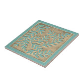 Carreau Feuillage vert et carrelage en céramique taupe (Côté)