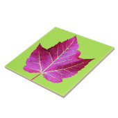 Carreau Feuille de Maple Rouge d'Automne sur Floral Vert (Côté)