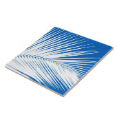 Carreau Feuille de palme - blanc sur bleu cobalt (Côté)