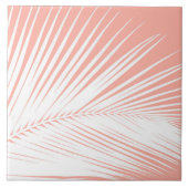 Carreau Feuille de palme - blanc sur corail rose (Devant)