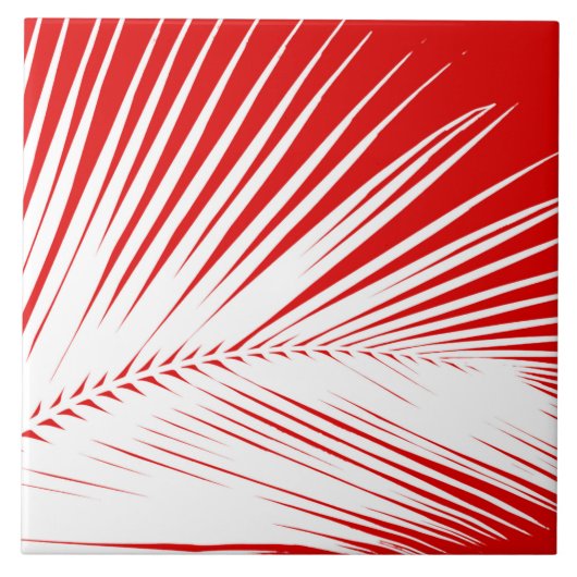 Carreau Feuille de palmier - blanc et corail rouge foncé (Devant)