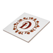 Carreau Feuille de rouge de monogramme de la lettre D (Côté)