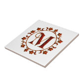 Carreau Feuille de rouge de monogramme de la lettre M (Côté)