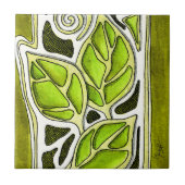 Carreau Feuille découpé par main en vert (Devant)