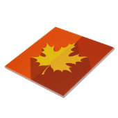 Carreau Feuille d'érable jaune sur orange (Côté)
