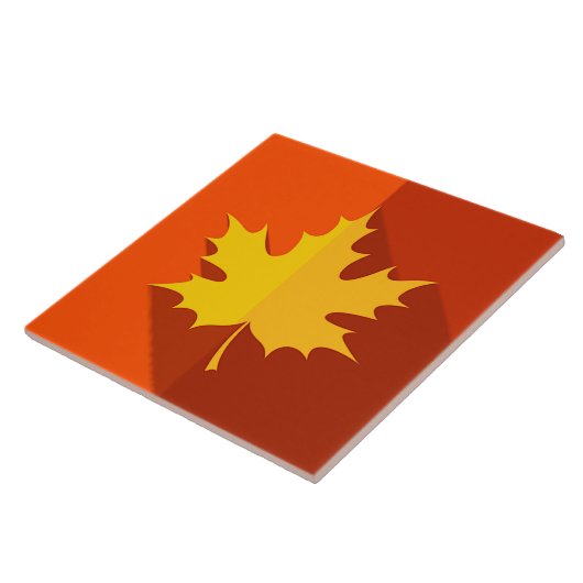 Carreau Feuille d'érable jaune sur orange (Côté)