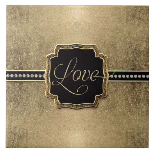 Carreau Feuille d'or Fleur de Lis Faux Bijou Vintage (Devant)