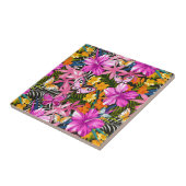 Carreau Feuille et fleurs tropicaux (Côté)