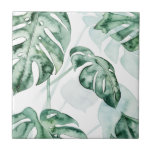 Carreau Feuille fractionnée de palme tropicale<br><div class="desc">"Split Leaf II" par Grace Popp. Il présente une palette feutrée de verdure tropicale.</div>