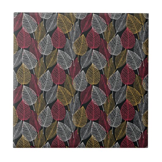 Carreau Feuille squelette moderne Motif d'automne (Devant)
