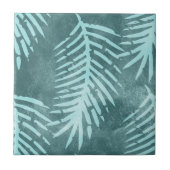 Carreau Feuille tropicale aquarelle vert sarcelle (Devant)