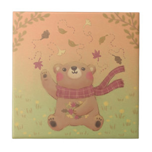 Carreau Feuilles automnales de l'automne de Teddy Bear