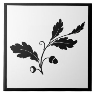 Carreau Feuilles botaniques Acorn Nature Floral Blanc noir
