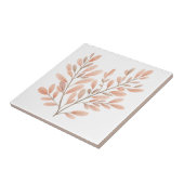 Carreau Feuilles botaniques en terracotta rouille marron (Côté)
