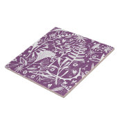 Carreau Feuilles botaniques et fleurs pourpres (Côté)