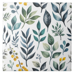 Carreau Feuilles botaniques verts