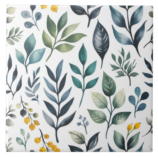 Carreau Feuilles botaniques verts (Devant)
