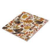 Carreau Feuilles d'automne, baies, champignons et fleurs (Côté)