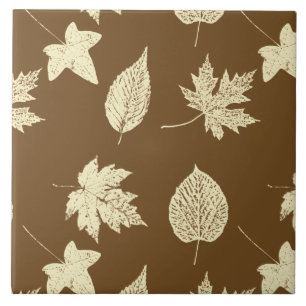 Carreau Feuilles d'automne - beige et chocolat