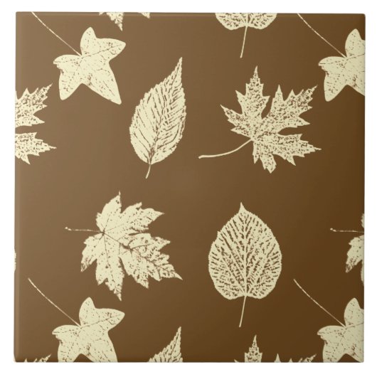 Carreau Feuilles d'automne - beige et chocolat (Devant)