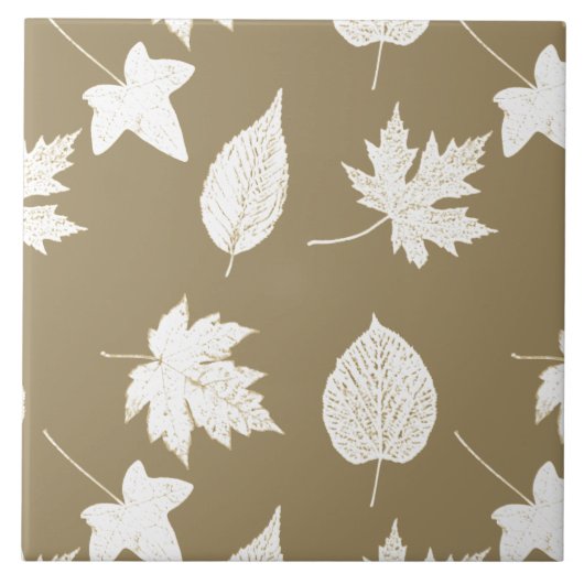 Carreau Feuilles d'automne - blanc et taureau (Devant)