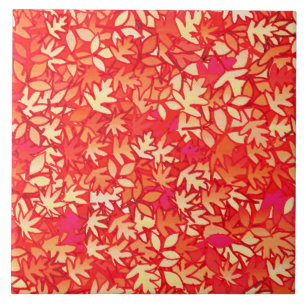 Carreau Feuilles d'automne, corail orange