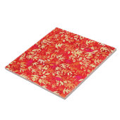 Carreau Feuilles d'automne, corail orange (Côté)