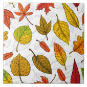 Carreau Feuilles d'automne en blanc (Devant)